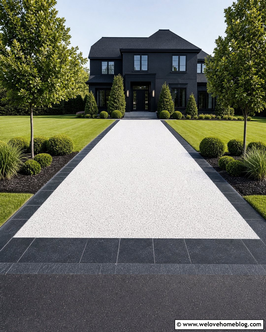 White Stone Driveway With Black Border - 25 Driveway Stone Ideas