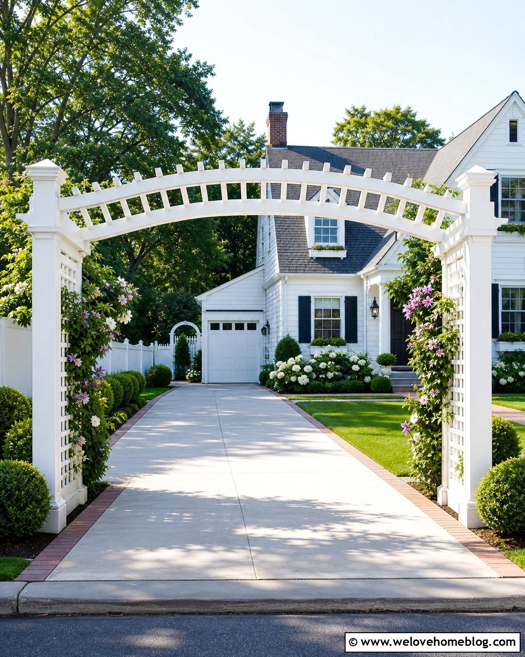 White Vinyl Driveway Arch - 20 Driveway Arch Ideas