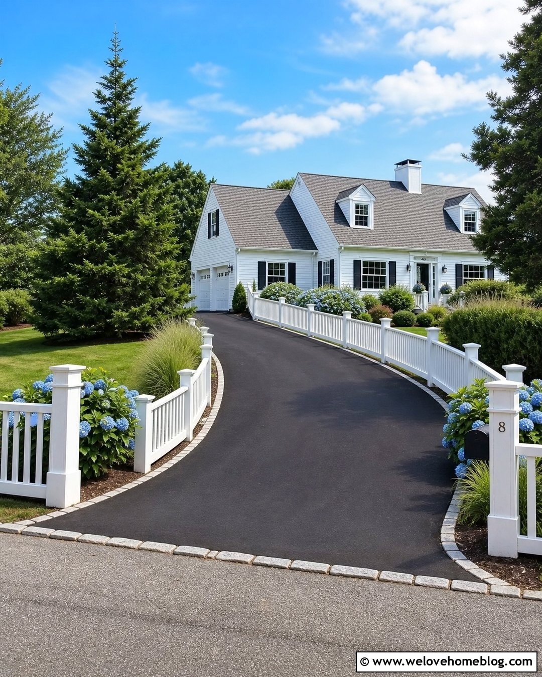 White Vinyl Driveway Railing With Asphalt - 20 Driveway Railing Ideas