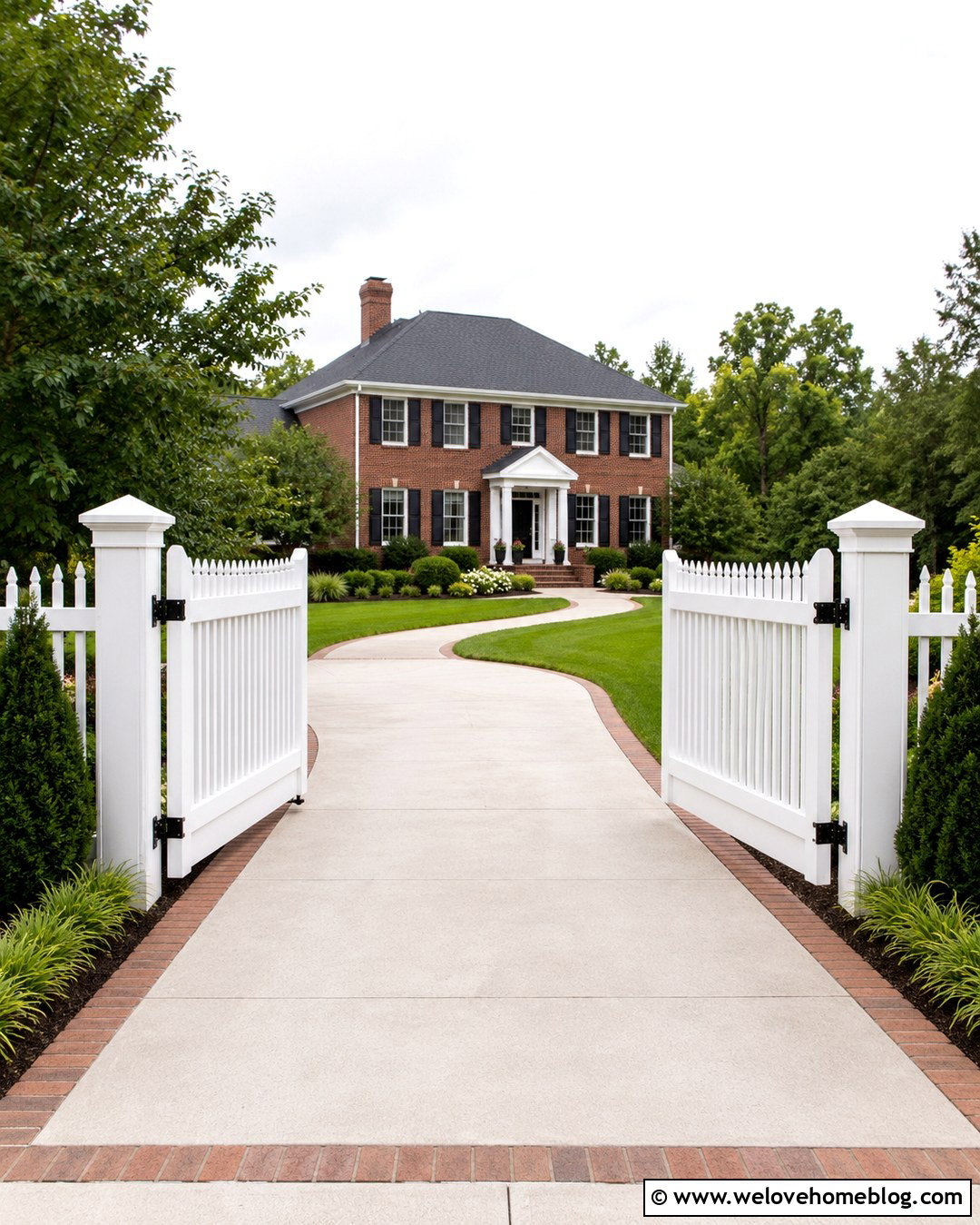 White Vinyl Picket Fence Driveway Gate - 20 Picket Fence Driveway Gate Ideas