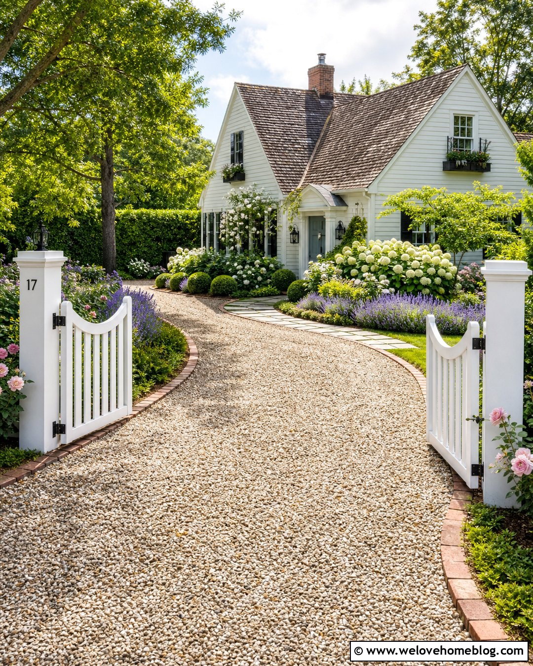 White Wooden Driveway Gate For Cottage House - 20 Wooden Driveway Gate Ideas