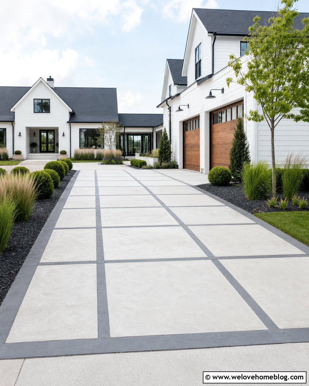 Whitewashed Painted Driveway - 30 Painted Driveway Ideas
