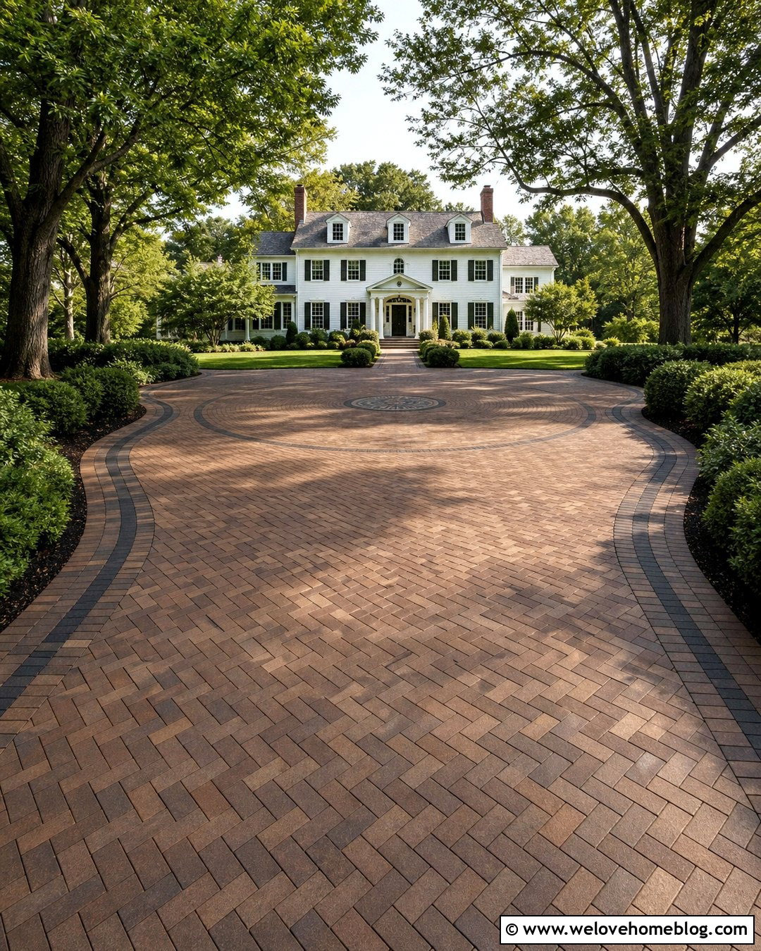 Wide Brick Paver Driveway With Parking Court - 30 brick paver driveway ideas