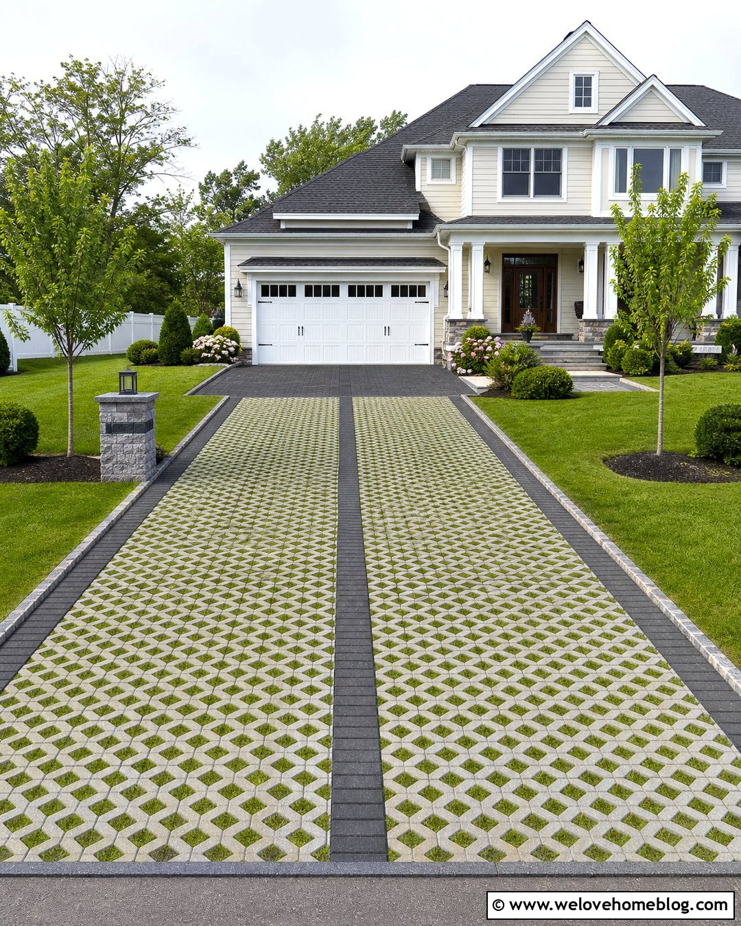 Wide Double Grass Paver Driveway - 45 grass pavers driveway ideas