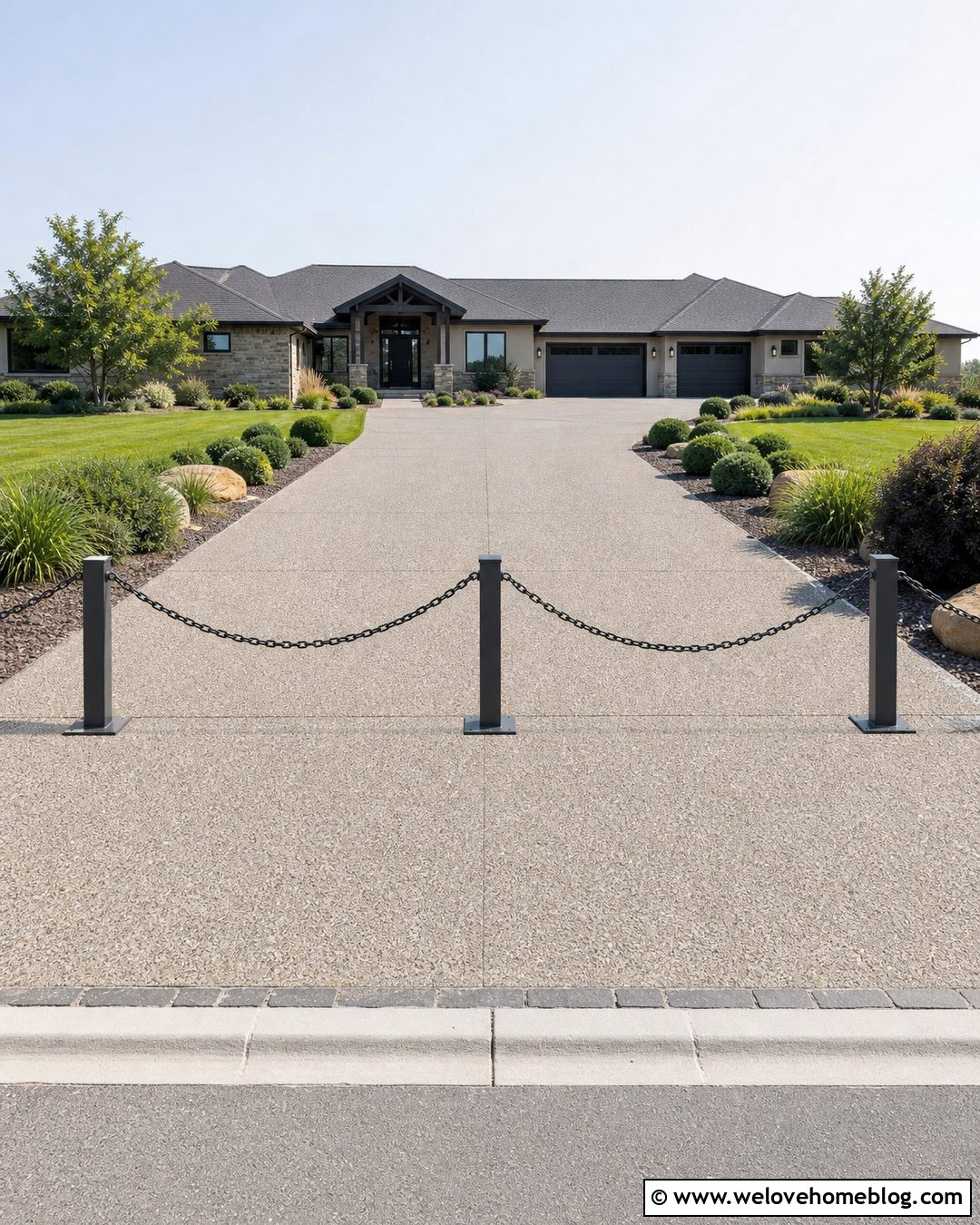 Wide Driveway Chain With Center Support - 20 Chain To Block Driveway Ideas