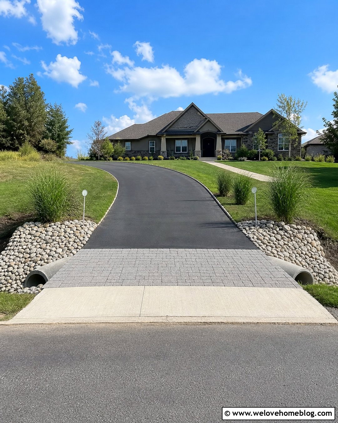 Wide Driveway Culvert With Split Stone Apron - 20 Driveways Culvert Drainage Ditch Ideas