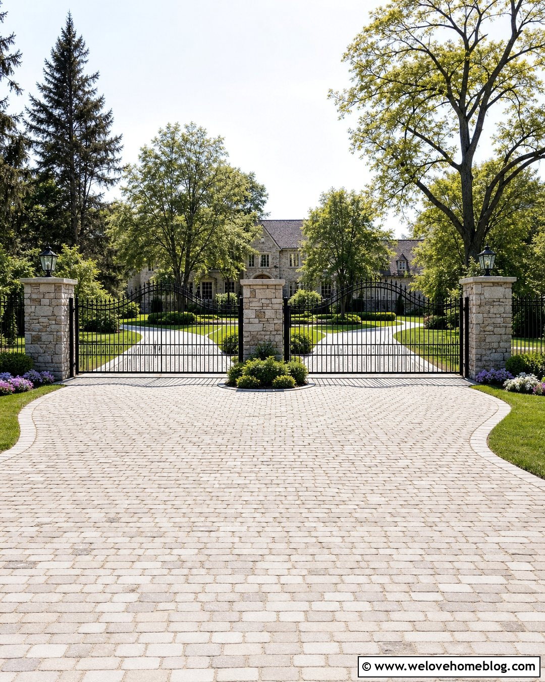 Wide Driveway Entrance With Dual Gates - 35 Driveway Entry Gates and Entrance Ideas