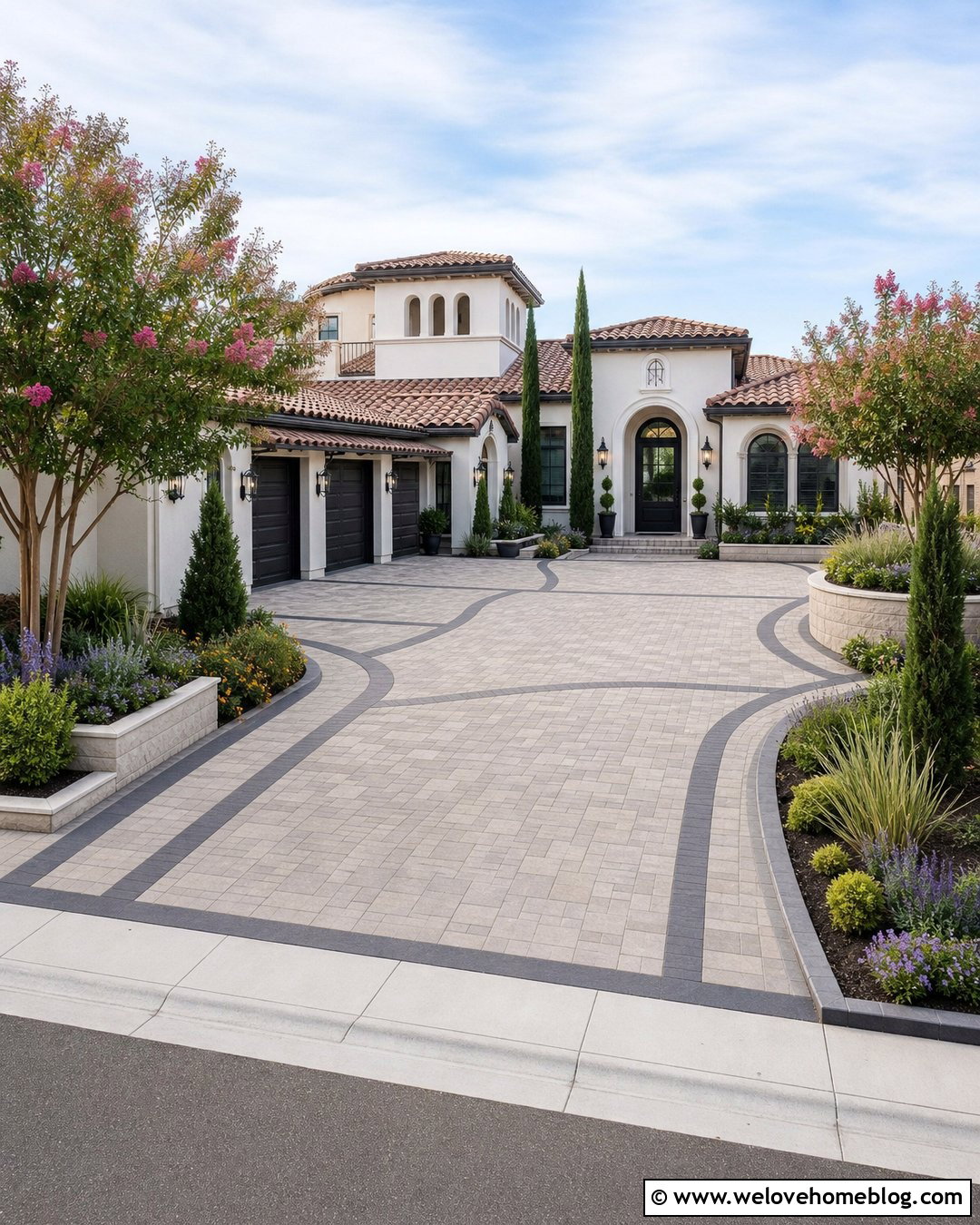 Wide Driveway With Parking Court Garden Beds - 20 wide driveway landscaping ideas