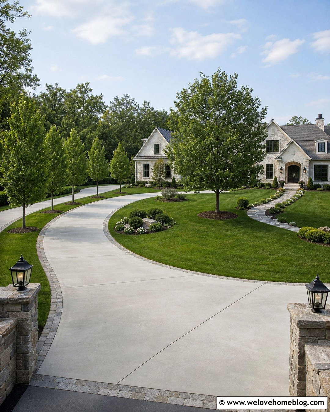 Wide Half Circle Driveway With Tree Lined Landscaping - 40 half circle driveway landscaping ideas