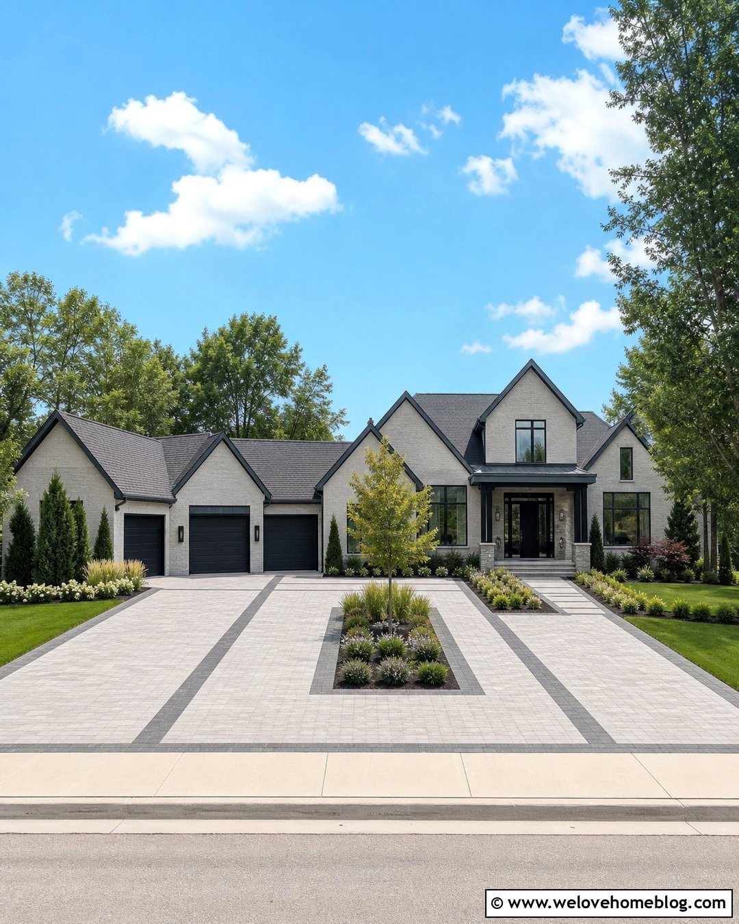 Wide Modern Driveway With Parking Court - 35 Modern Driveway Design Ideas