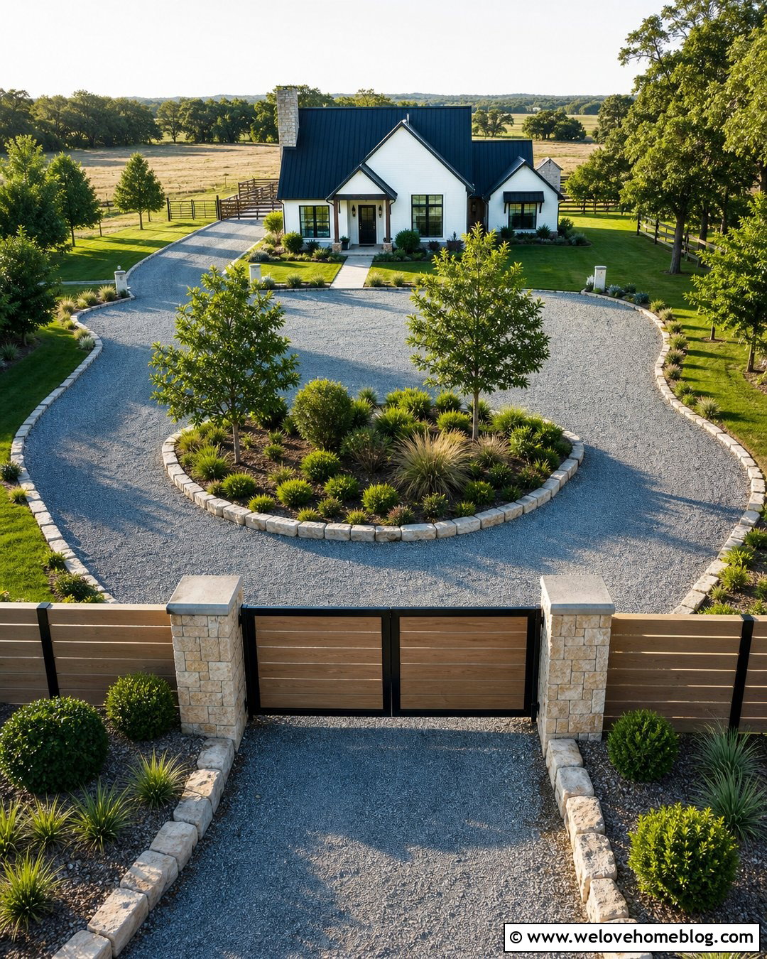 Wide Slat Composite Driveway Gate - 20 Modern Composite Driveway Gates Ideas