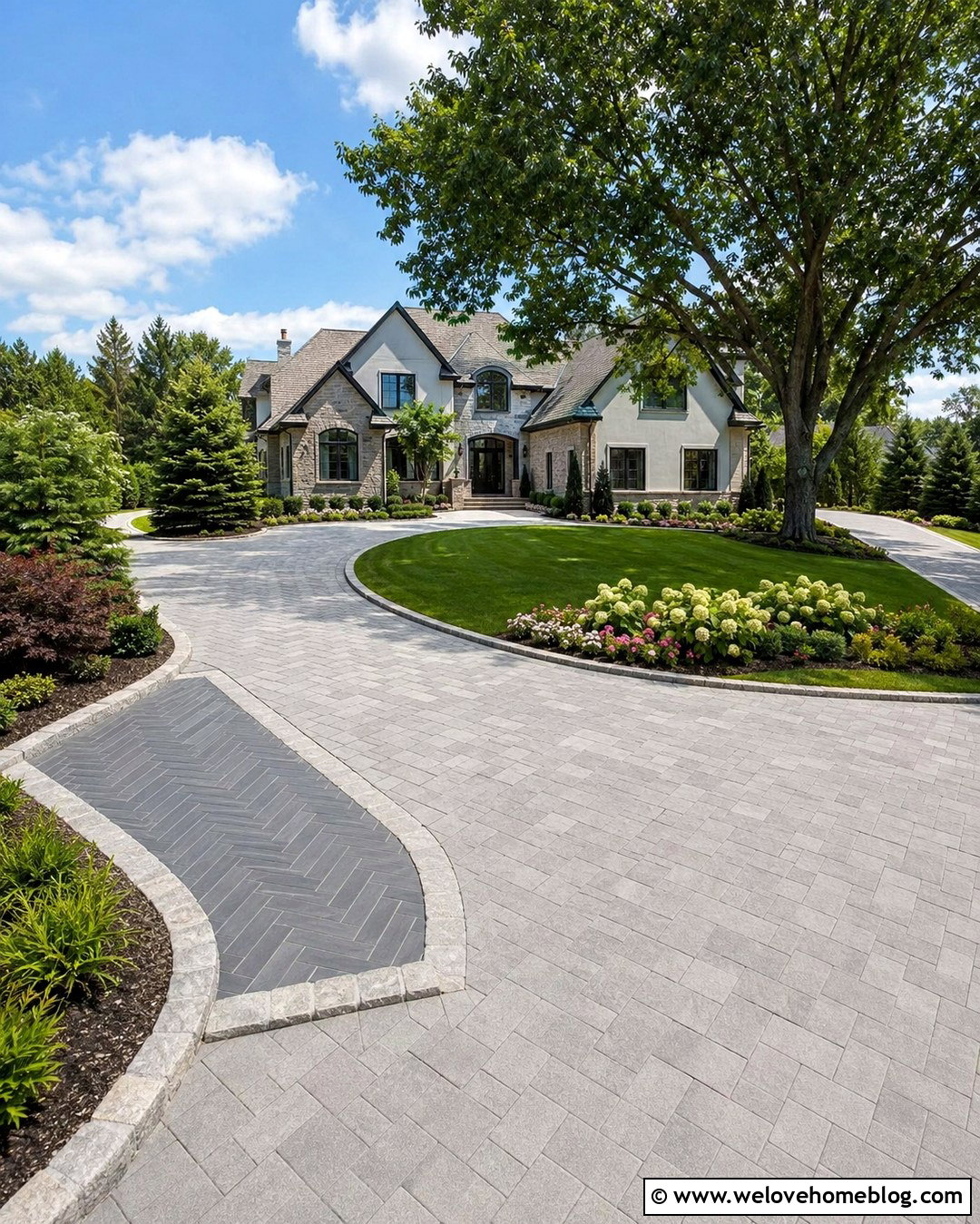 Wide U Shape Driveway With Guest Parking - 20 U Shape Driveway Ideas