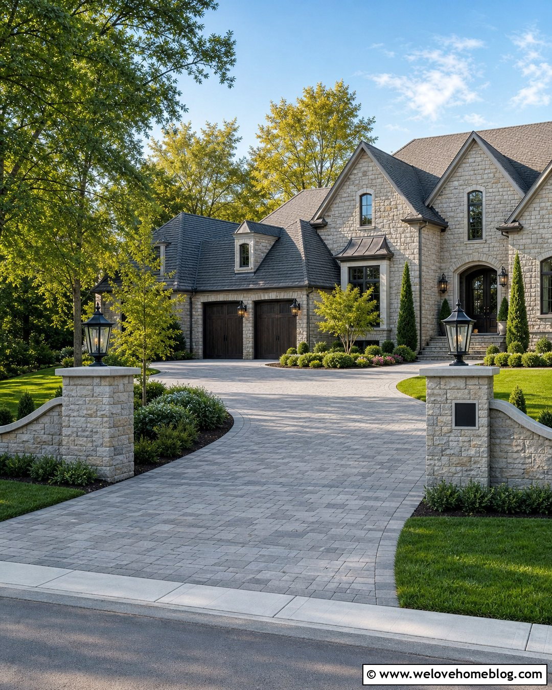 Widened Driveway Entrance With Pillars - 40 widen driveway ideas