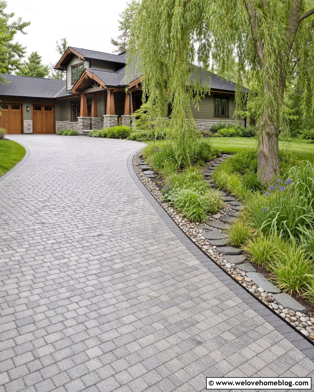 Willow Tree Driveway With Rain Garden - 25 Willow Tree Driveway Ideas
