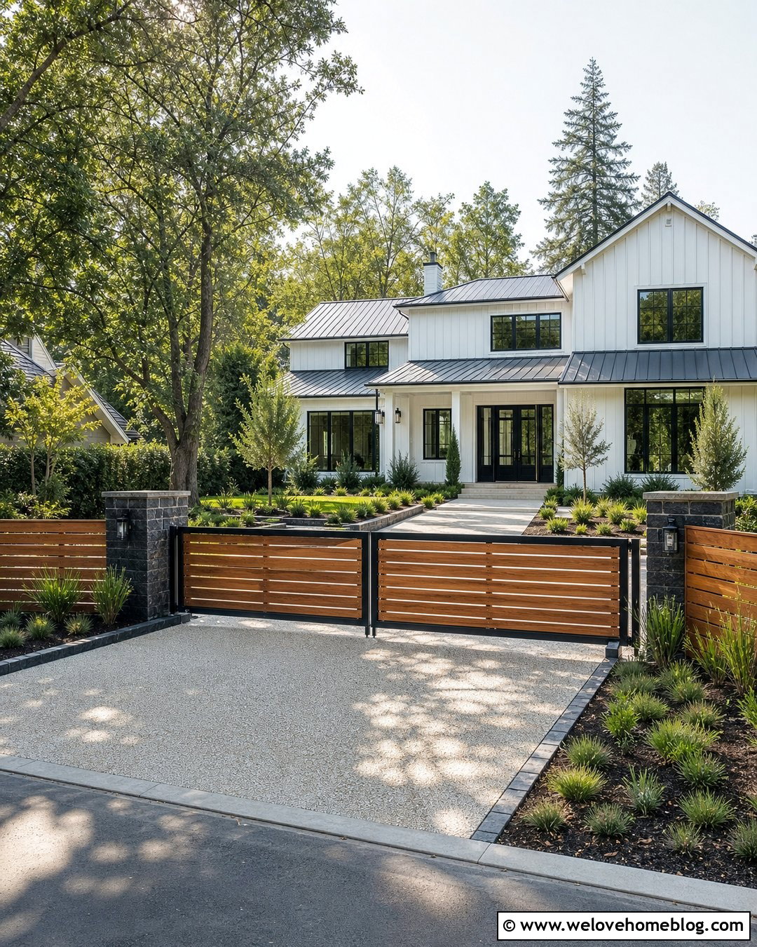 Wood And Steel Driveway Gate - 20 modern gate driveway ideas