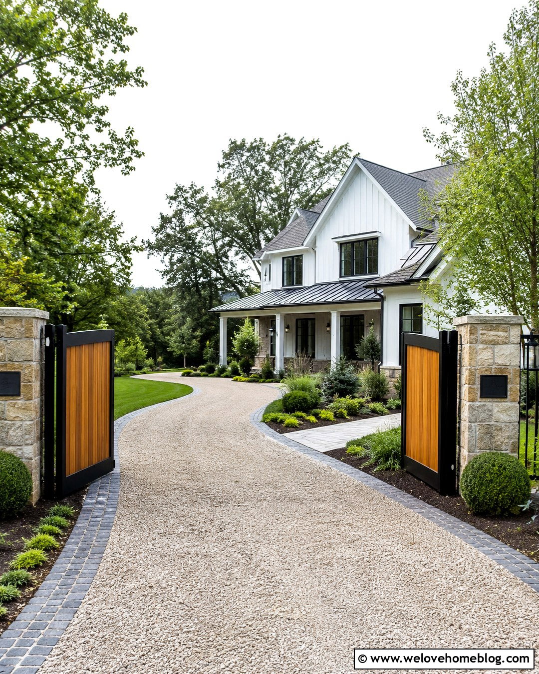Wood And Steel Driveway Gate Entrance - 20 Driveway Gate Entrance Ideas