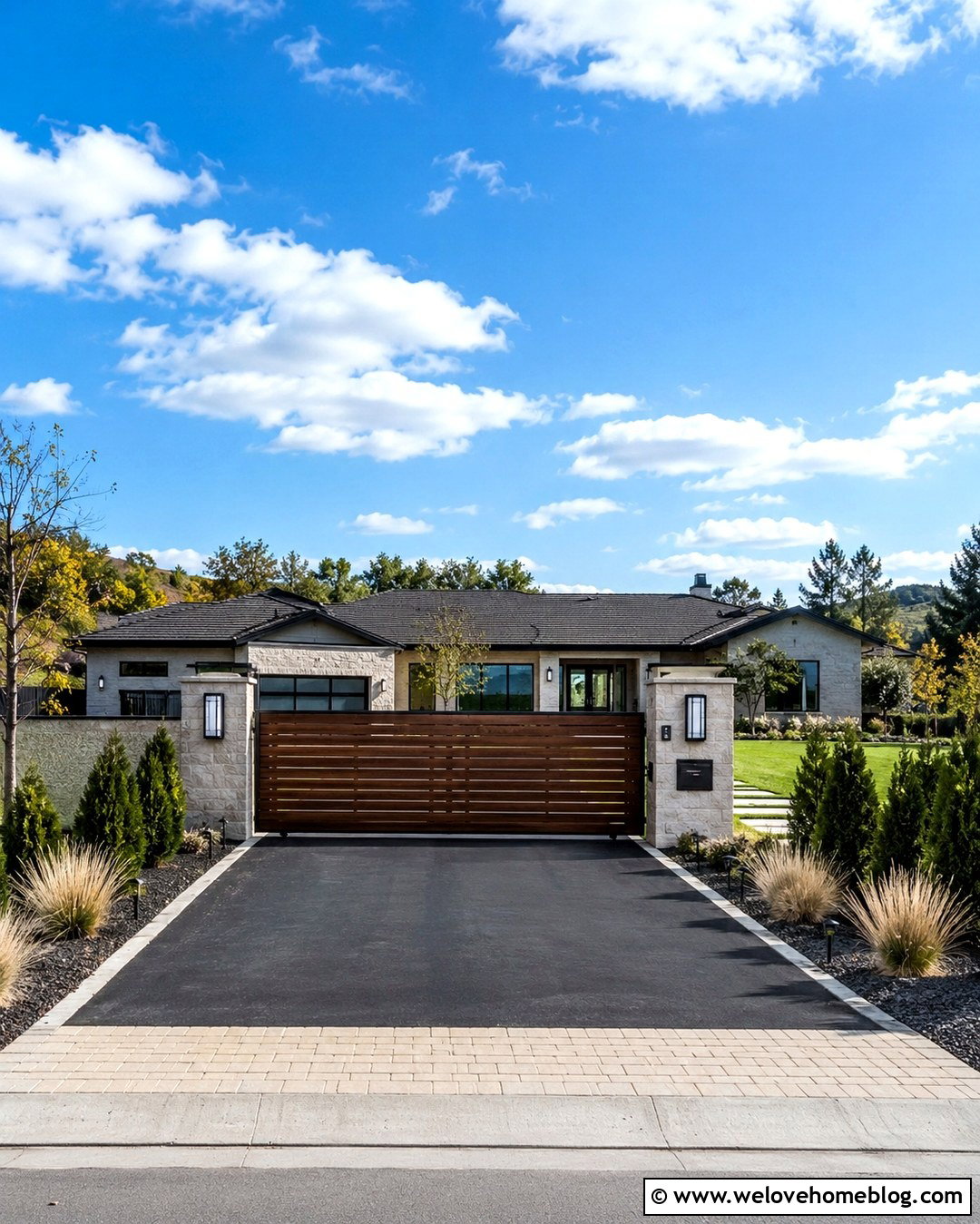 Wood Driveway Gate With Lighting and Address Sign - 20 Driveway Entry Gates Entrance Wood Ideas