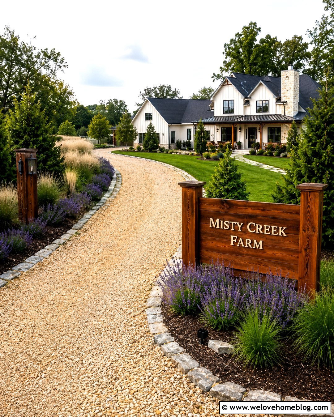 Wood Driveway Name Sign With Gravel Driveway - 20 Driveway Name Sign Ideas