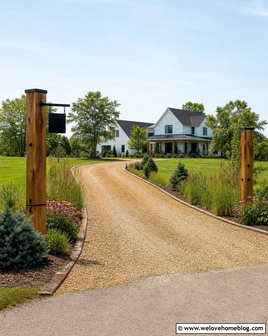 Wood Driveway Posts With Address Sign - 20 end of driveway post ideas