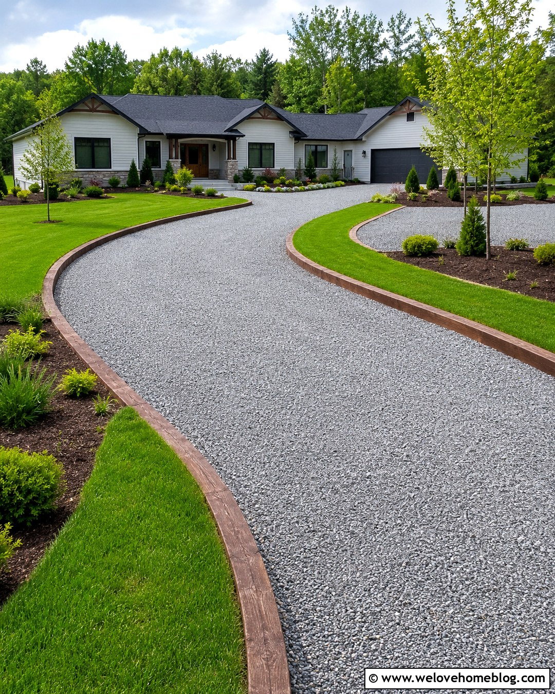 Wood Edging With A Grass Strip - 20 Wood Driveway Edging Ideas