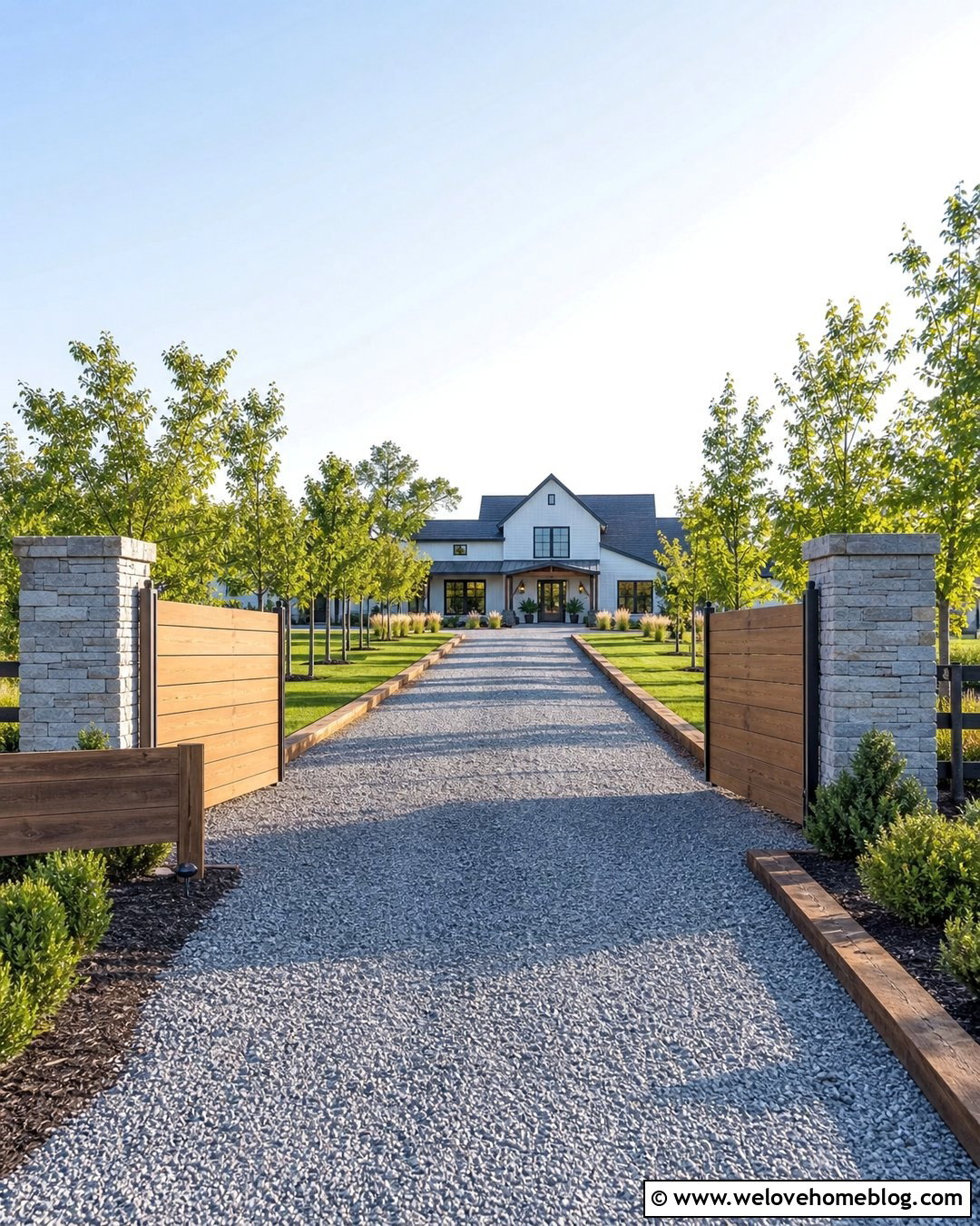 Wood Edging With A Gravel Driveway Gate - 20 wood edging for gravel driveway ideas