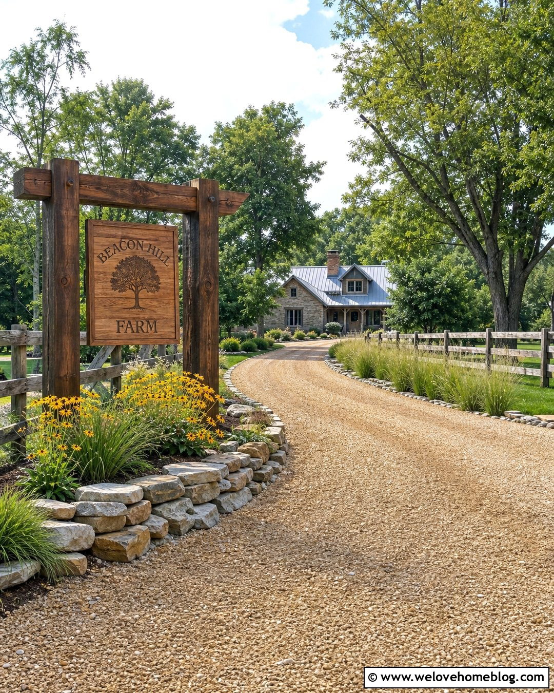 Wood Farm Sign With Gravel Driveway - 40 Farm Signs Entrance Driveways Ideas