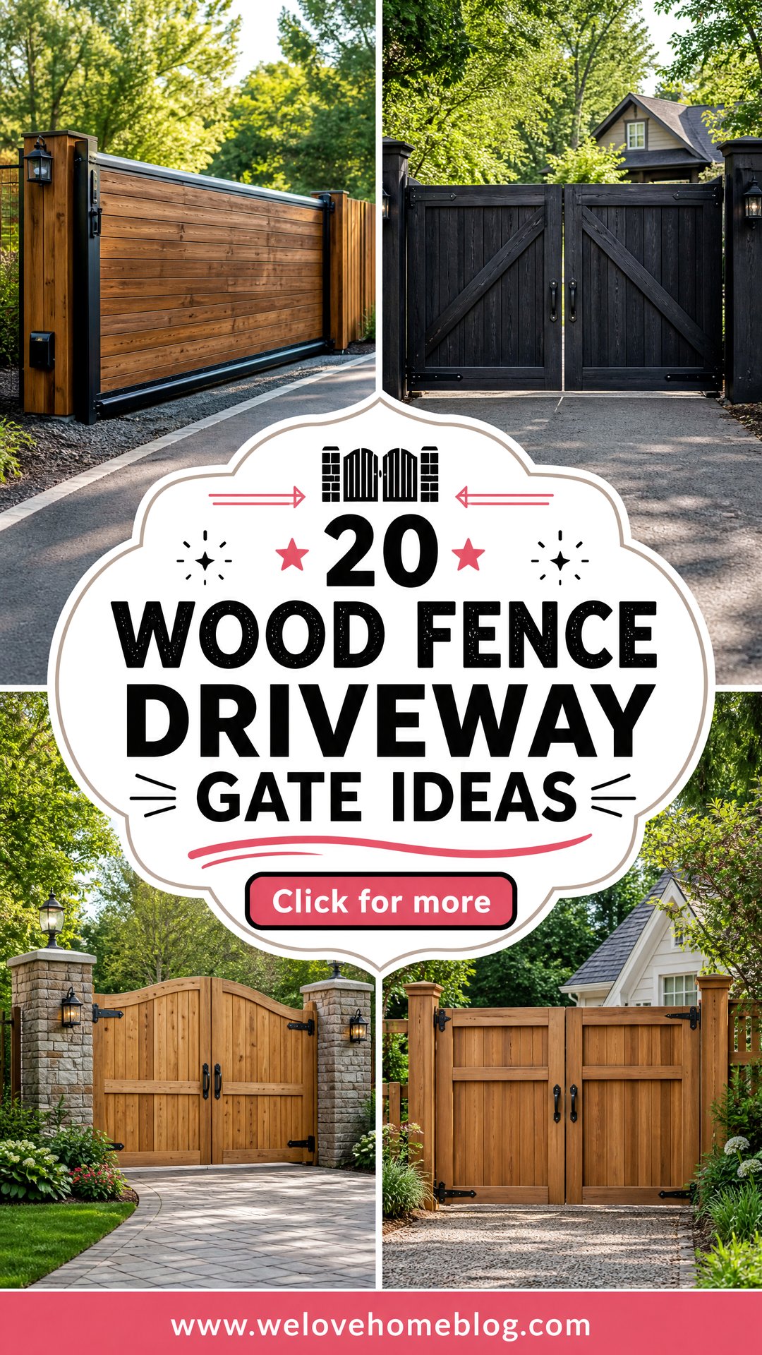 20 Wood Fence Driveway Gate Ideas for a Charming Entry - 20 Wood Fence Driveway Gate Ideas for a Charming Entry