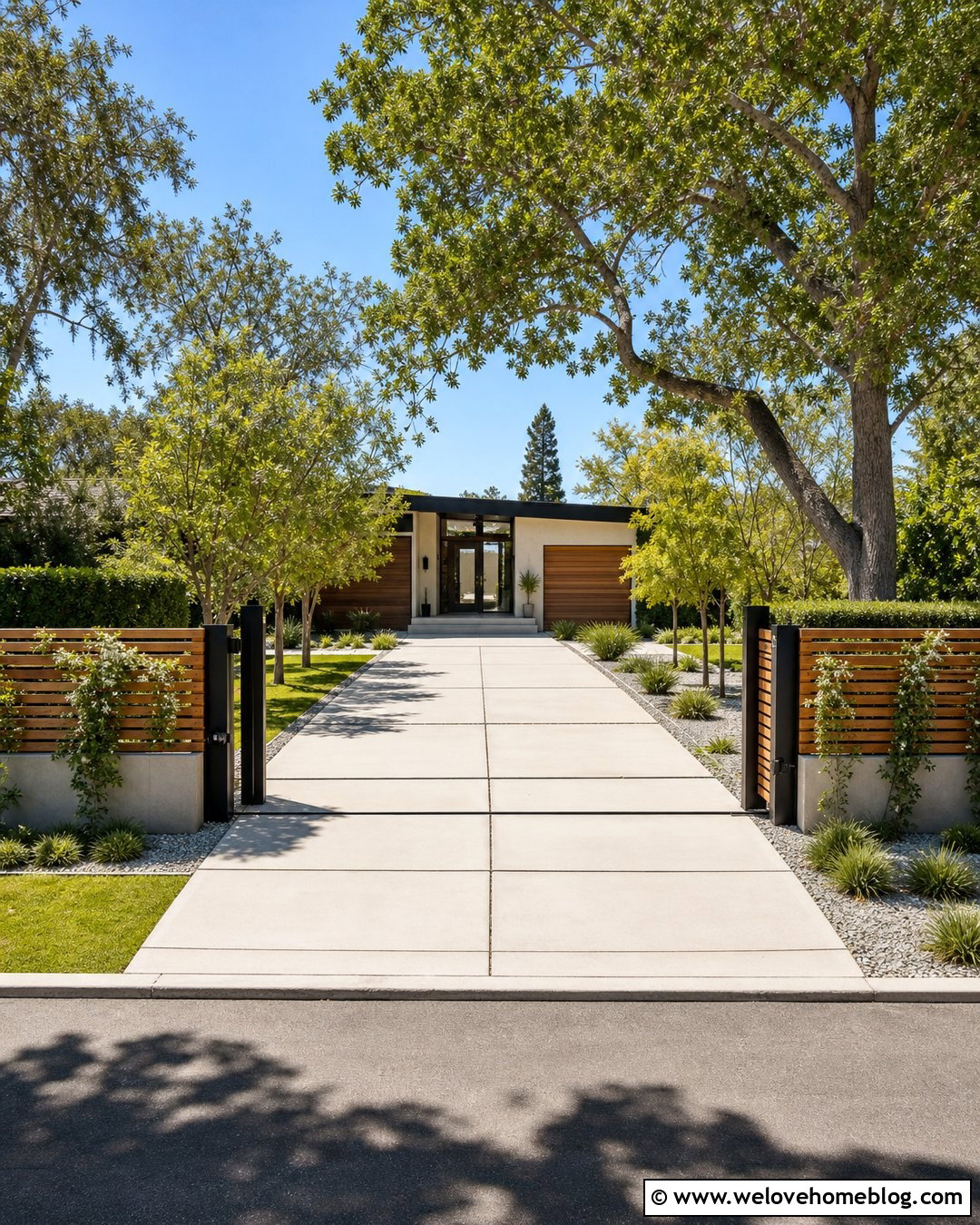 Wood Fence On Concrete Curb Beside Driveway - 20 Fence On Concrete Driveway Ideas