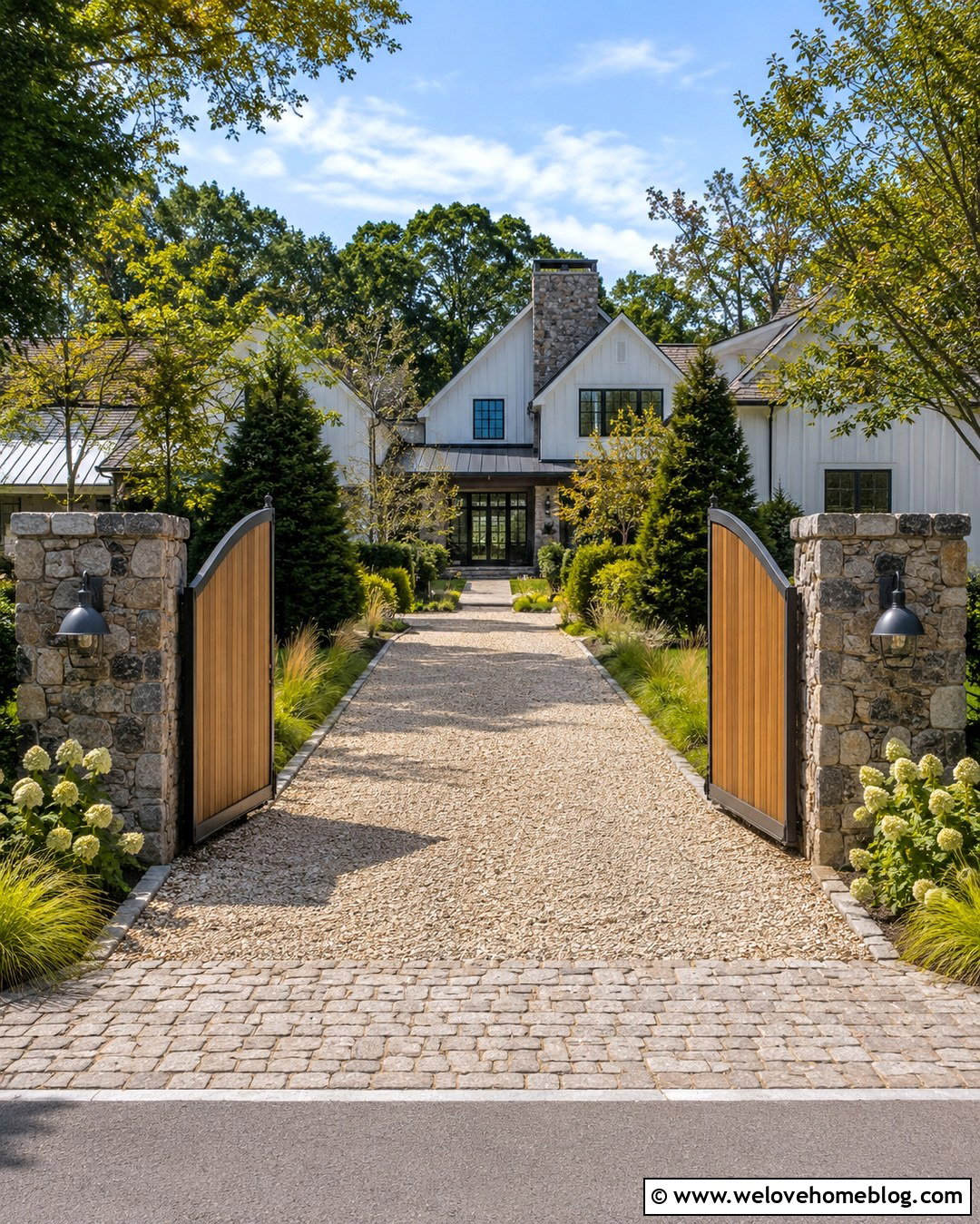 Wood Gate Estate Driveway Entrance - 20 Estate Driveway Entrance Ideas