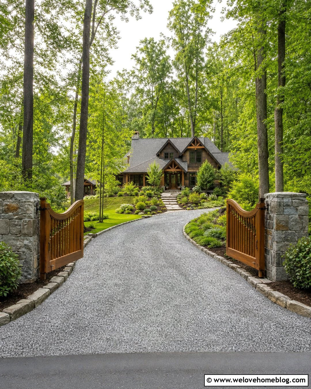 Wood Gate With Curved Driveway - 35 Wood Gates Driveway Ideas