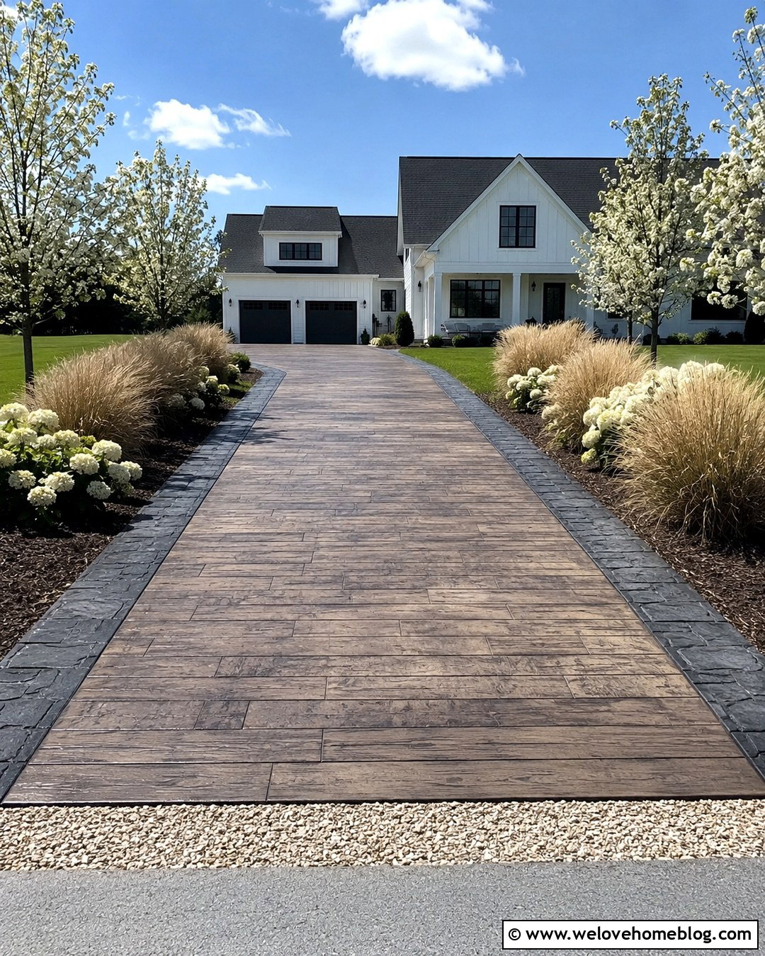 Wood Plank Concrete Print Driveway - 20 Concrete Print Driveways Ideas
