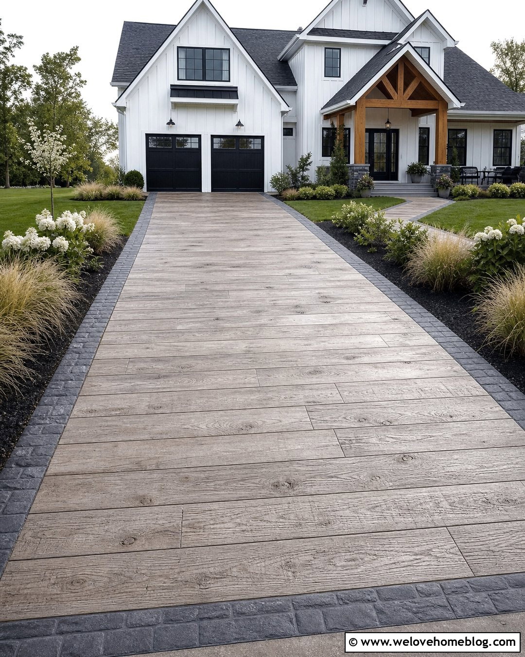 Wood Plank Stamped Concrete Driveway - 25 stamped driveway concrete ideas