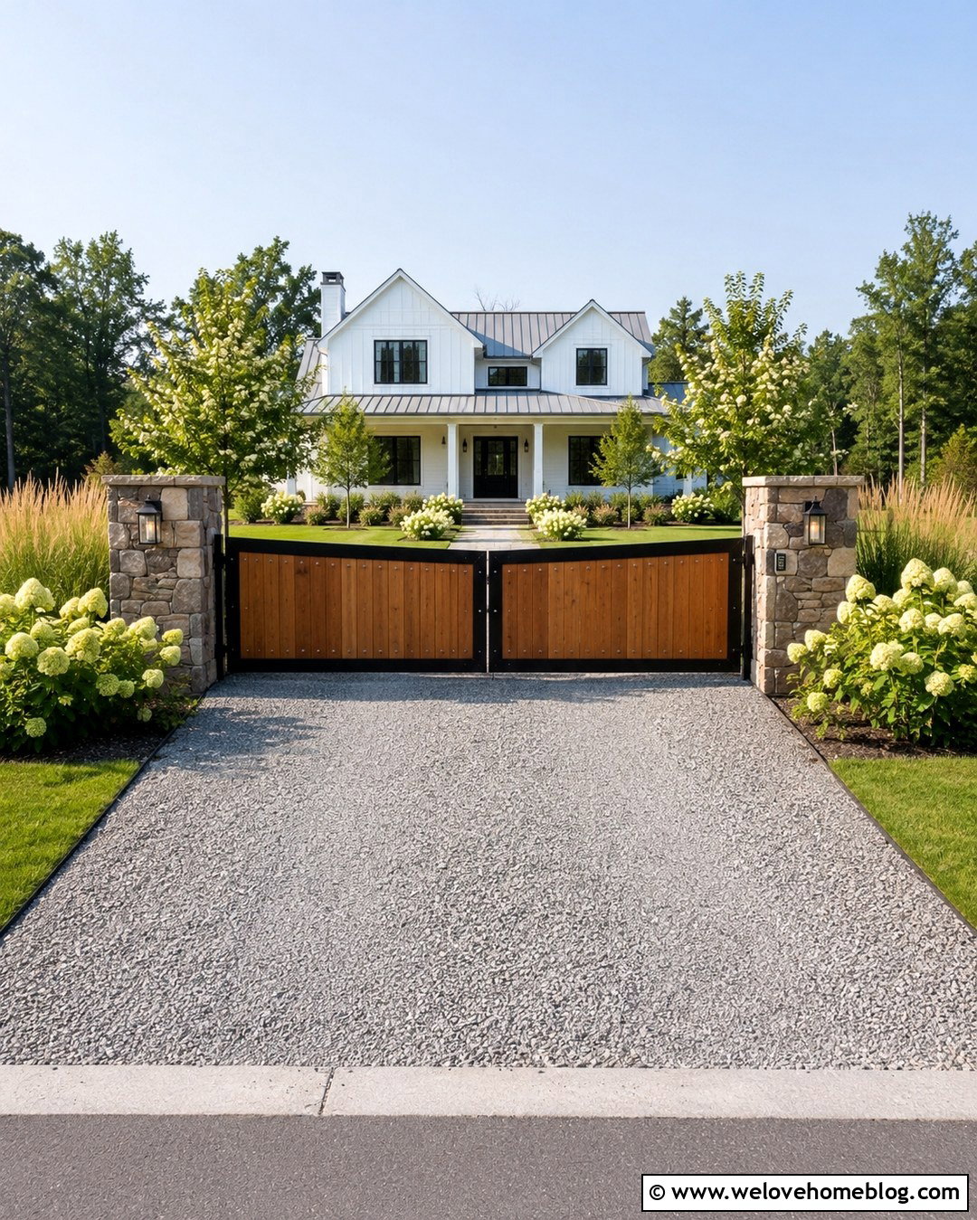 Wood Privacy Security Gate With Gravel Driveway - 20 security gates driveway ideas