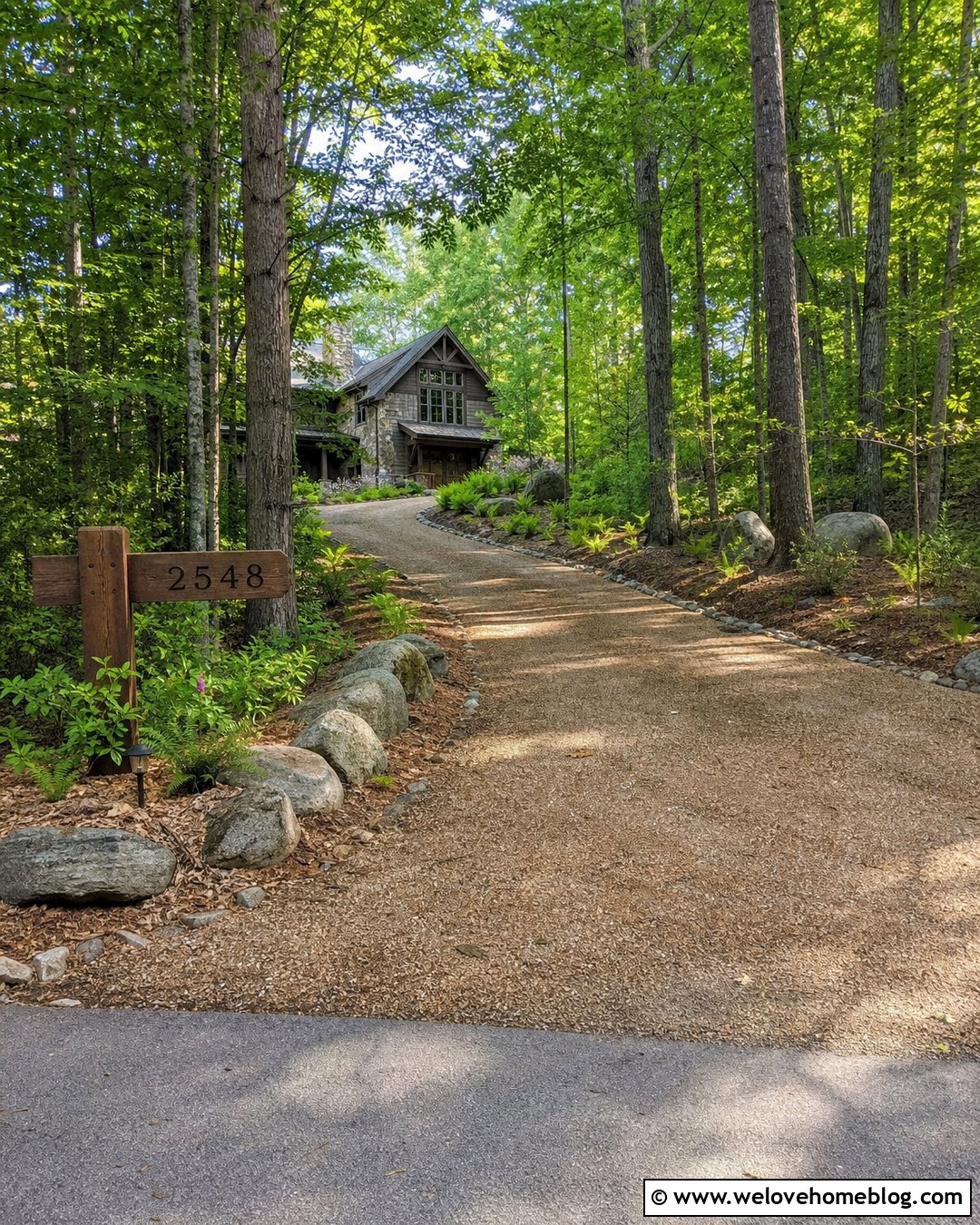 Wooded Driveway Entrance With Natural Boulder Clusters - 20 Driveway Entrance With Boulders Ideas