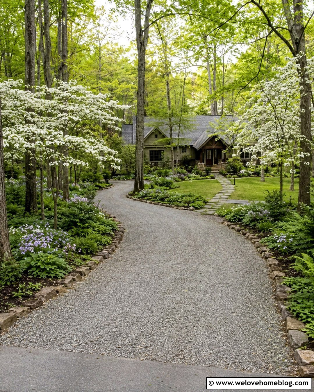 Wooded Driveway With Dogwood Trees - 20 wooded driveway landscaping ideas