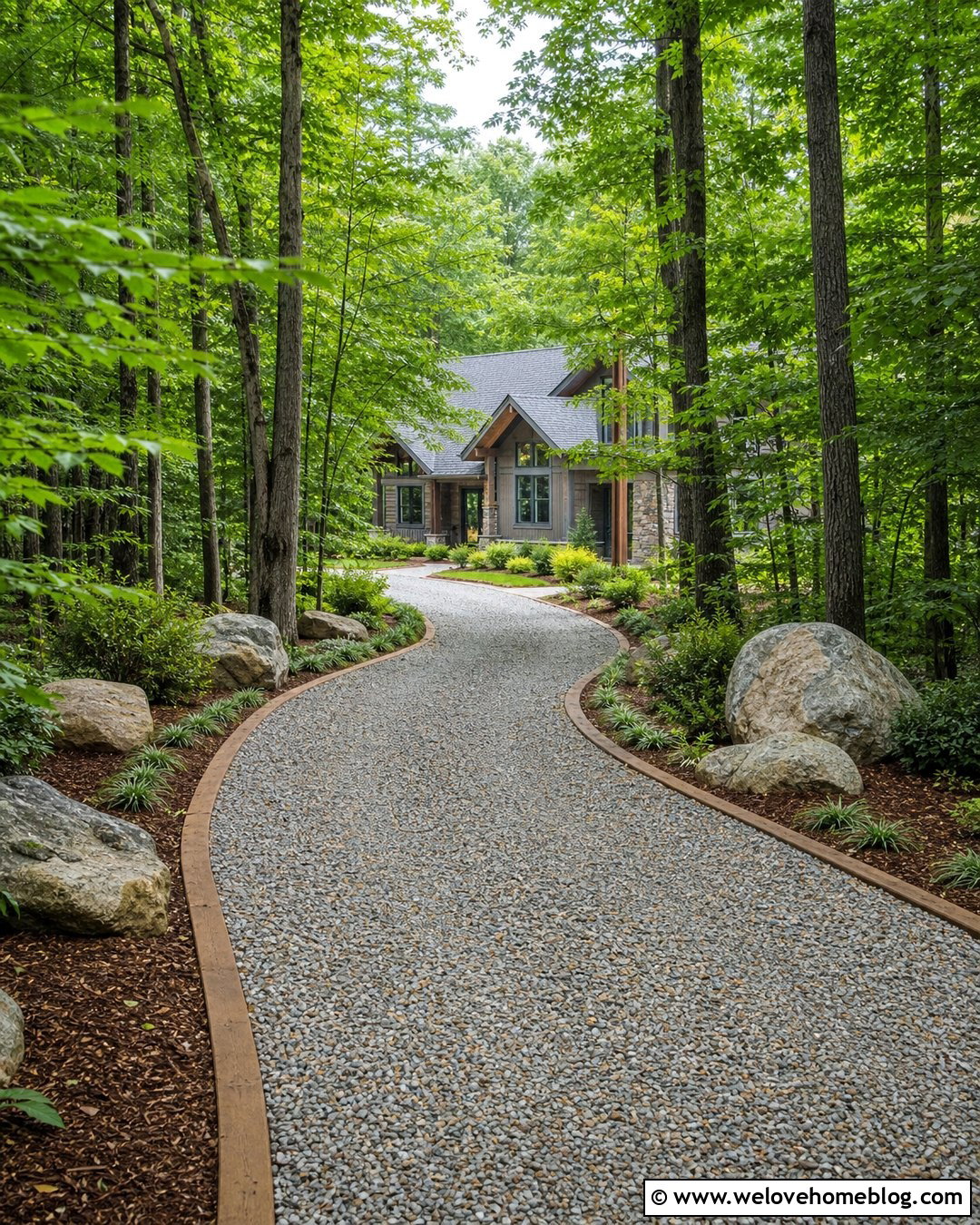 20 Landscape Timber Driveway Edging Ideas for Rustic Charm
