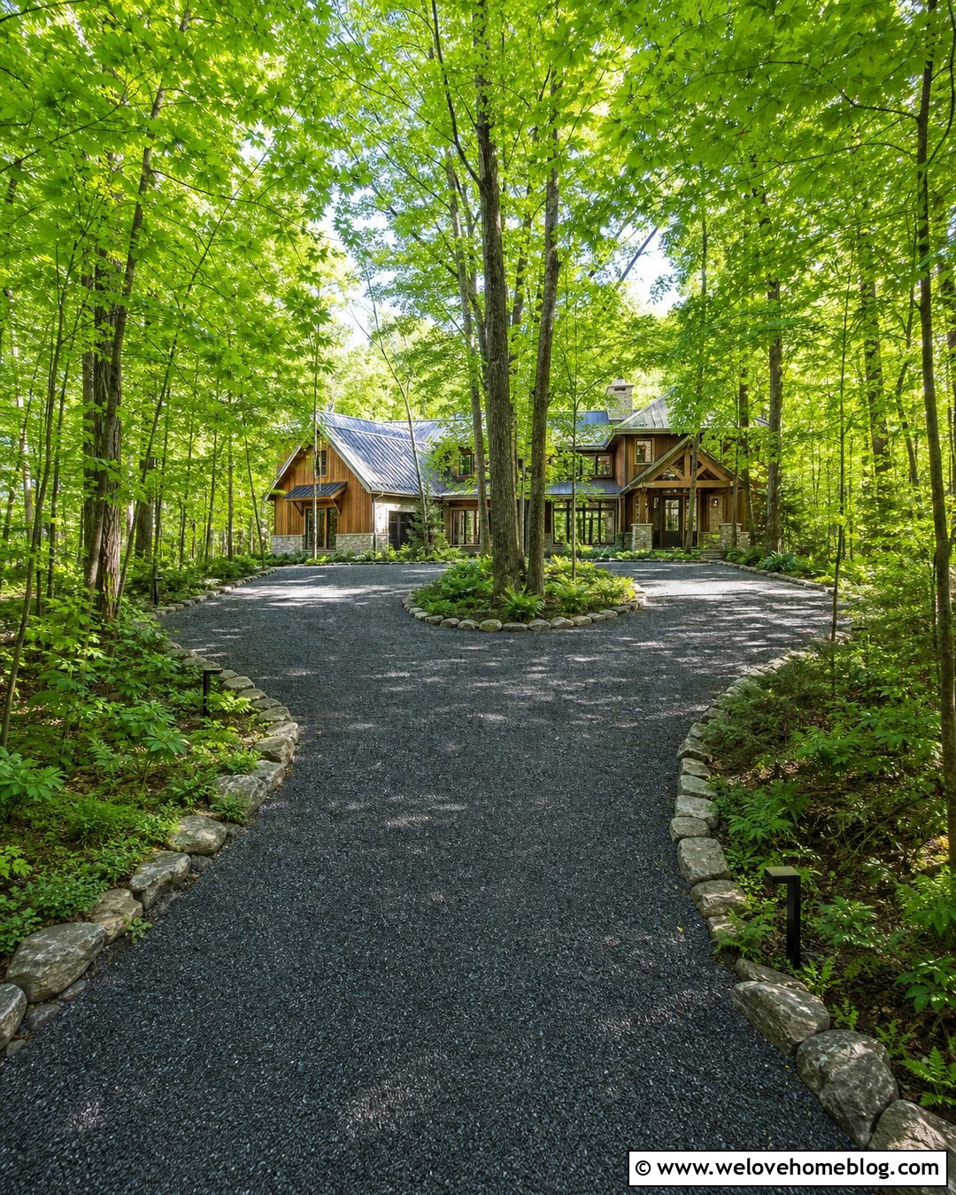 Wooded Turning Circle Driveway - 25 turning circle driveway ideas