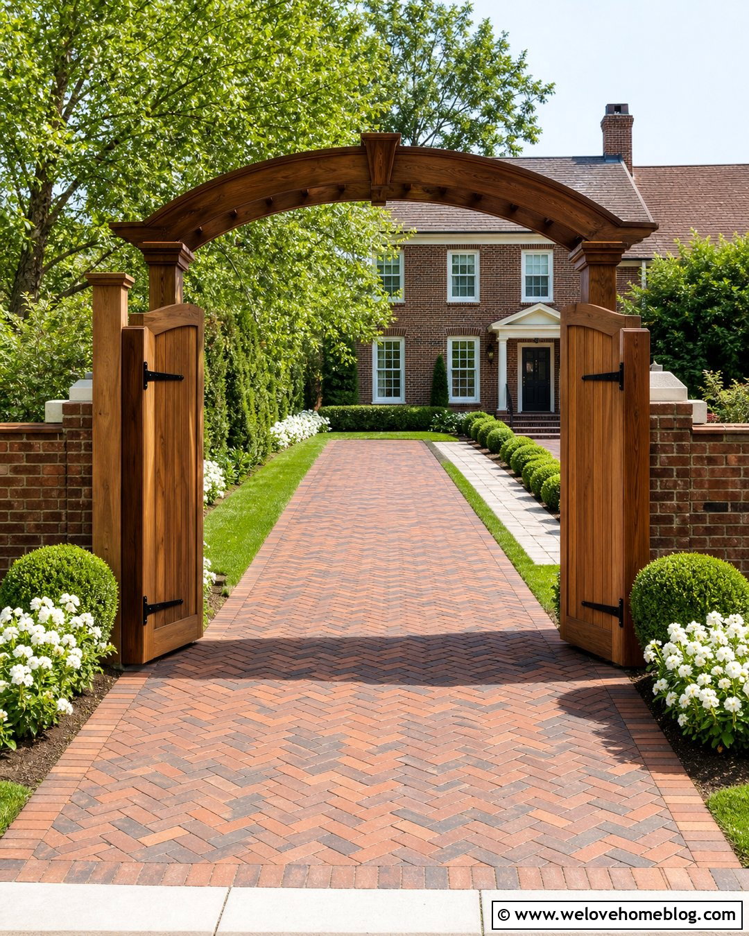 Wooden Driveway Arch With Double Gates - 20 wooden driveway arch ideas