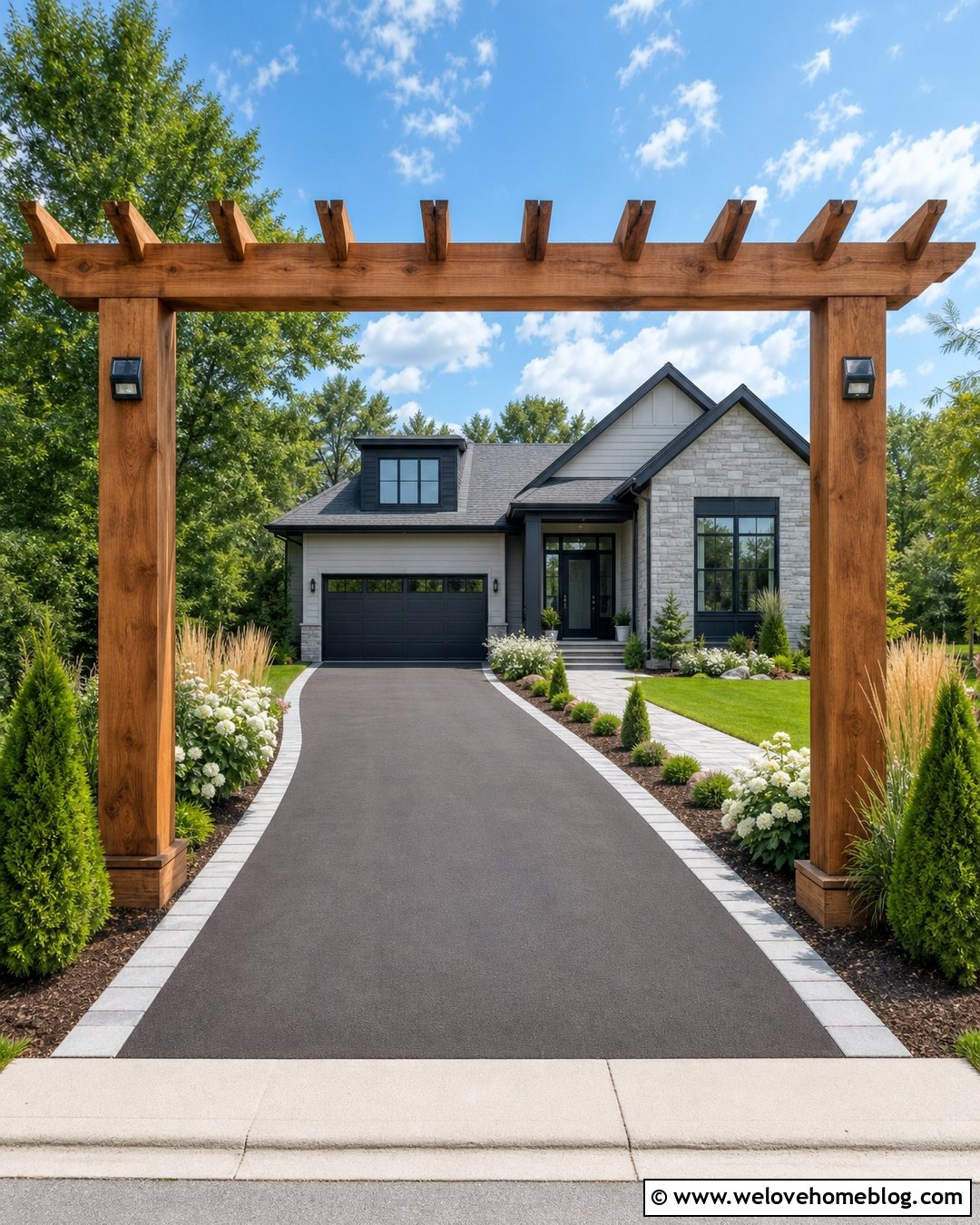 Wooden Driveway Arch With Solar Lights - 20 wooden driveway arch ideas