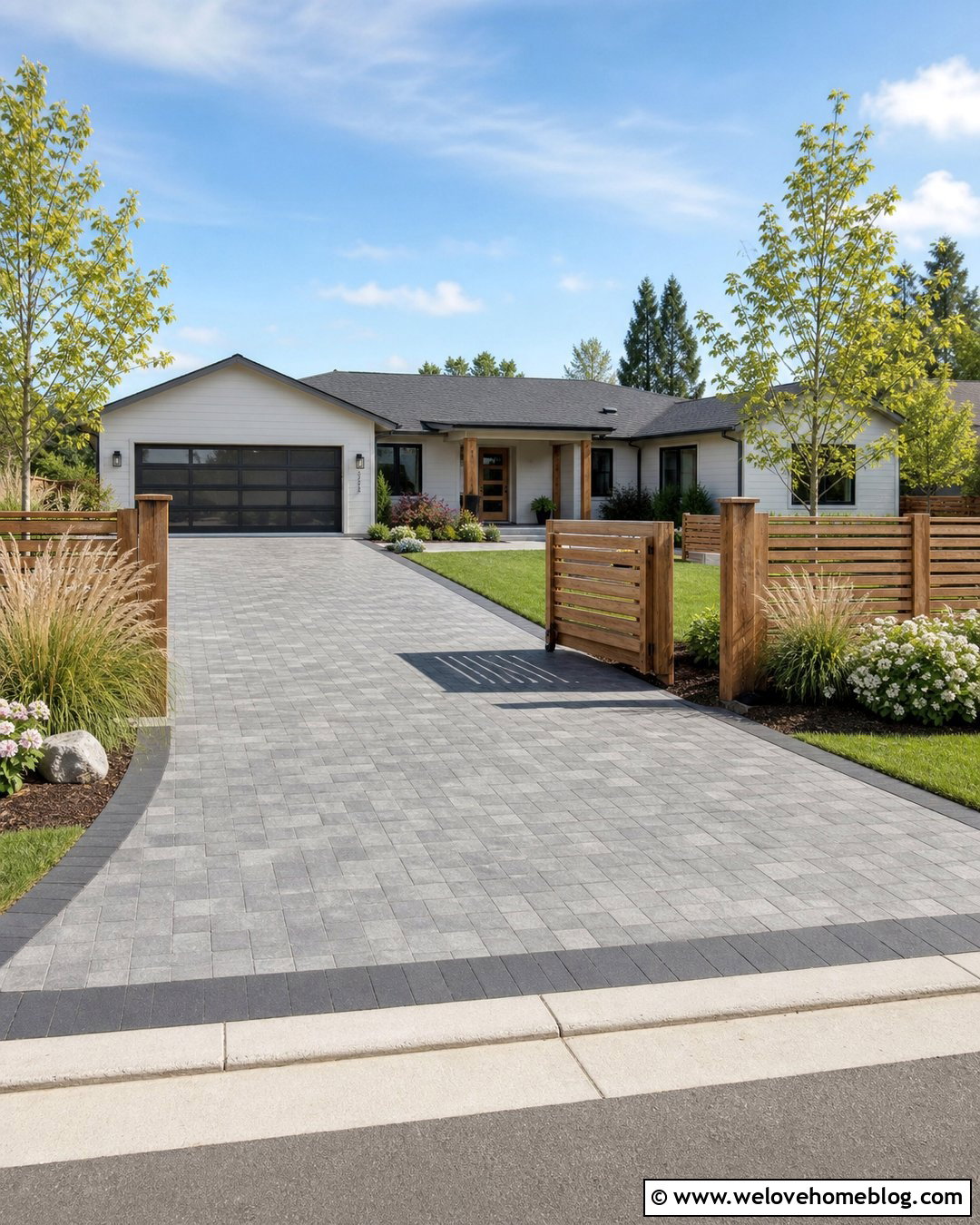 Wooden Driveway Gate With Open Slats - 20 Wooden Driveway Gate Ideas