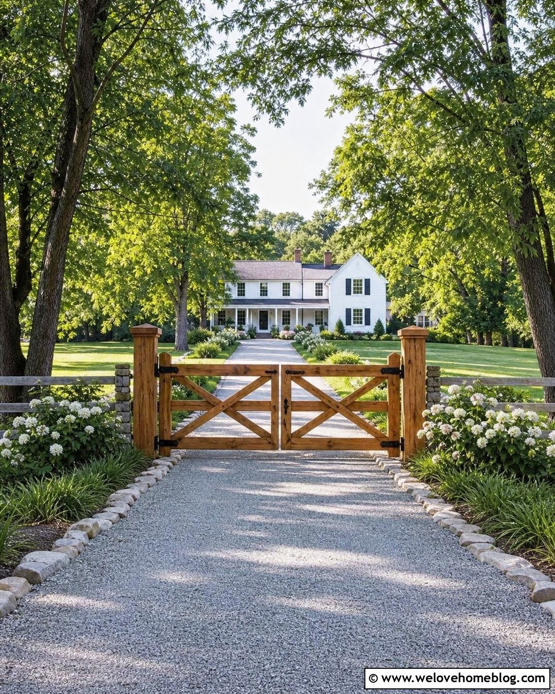 Wooden Farm Gate With Gravel Driveway - 30 farm gates entrance driveways country ideas