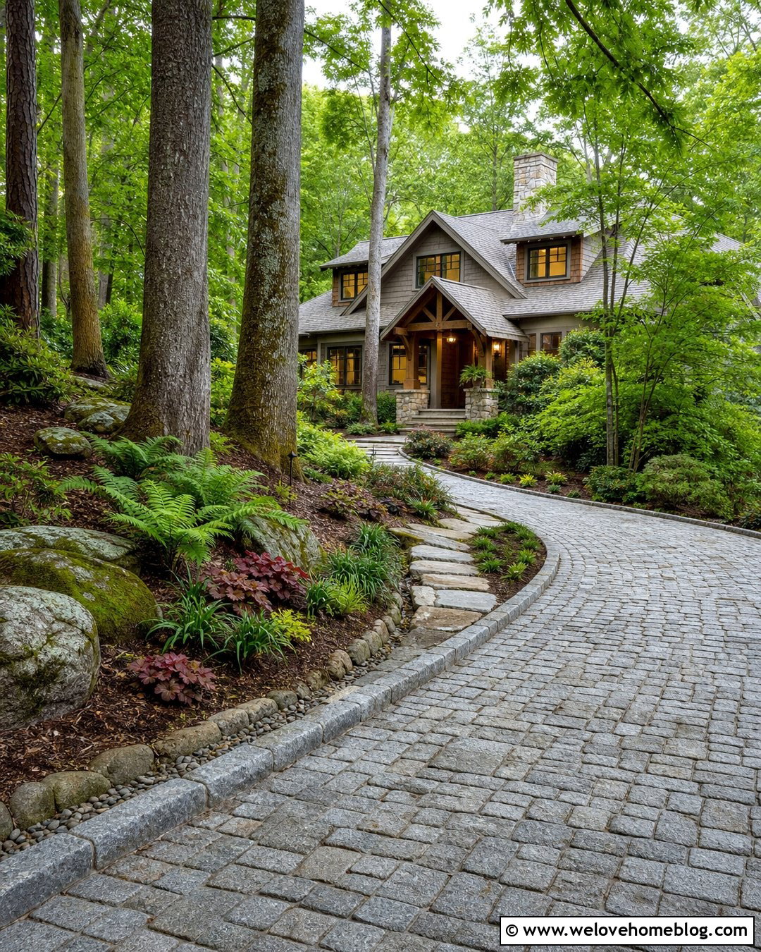 Woodland Cobblestone Driveway Berm - 20 driveway berm ideas