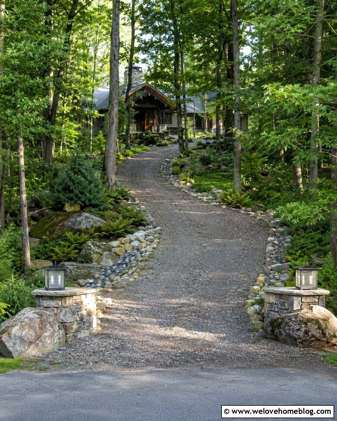 Woodland Long Gravel Driveway With Ferns - 20 long gravel driveway landscaping ideas