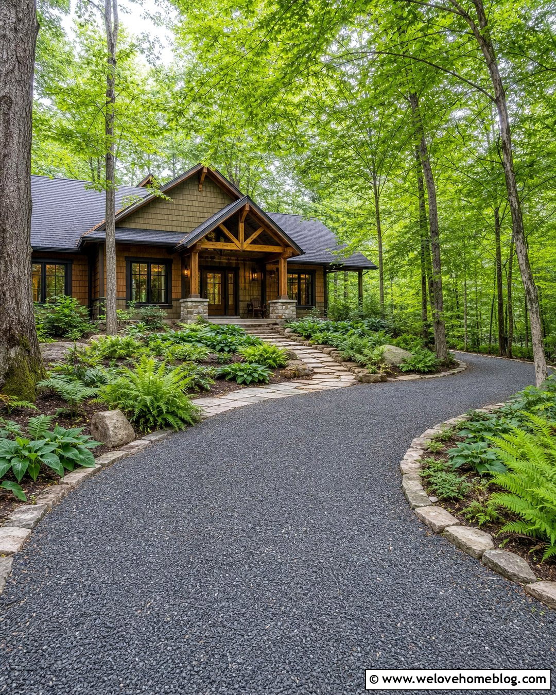 Woodland Semi Circle Driveway With Fern Beds - 35 Semi Circle Driveway Landscaping Ideas