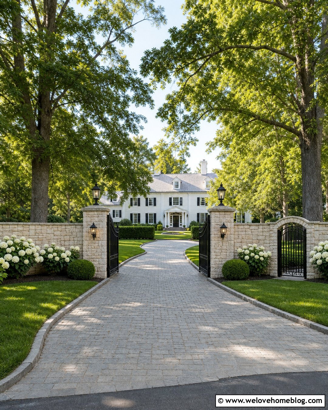 Wrought Iron Driveway Entrance With Stone Pillars - 25 Luxury Driveway Entrance Ideas