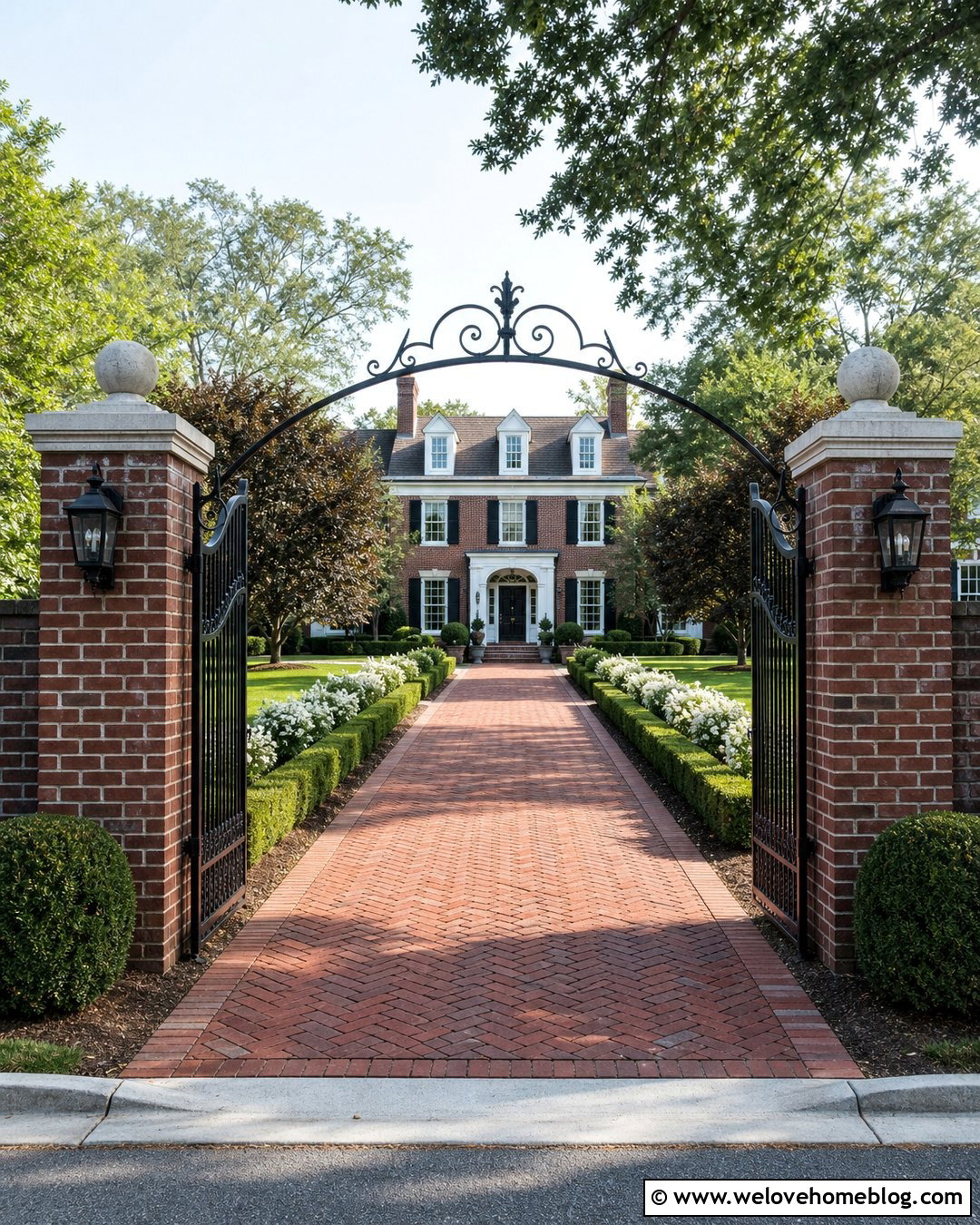 Wrought Iron Driveway Gate With Brick Columns - 35 Front Gate Entrance Driveway Ideas