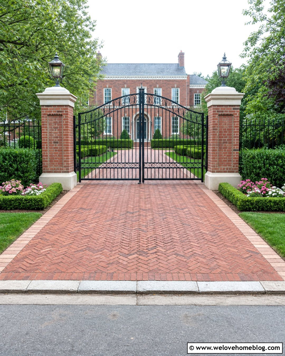 Wrought Iron Driveway Gate With Brick Pillars - 25 Driveway Entrance Gate Ideas