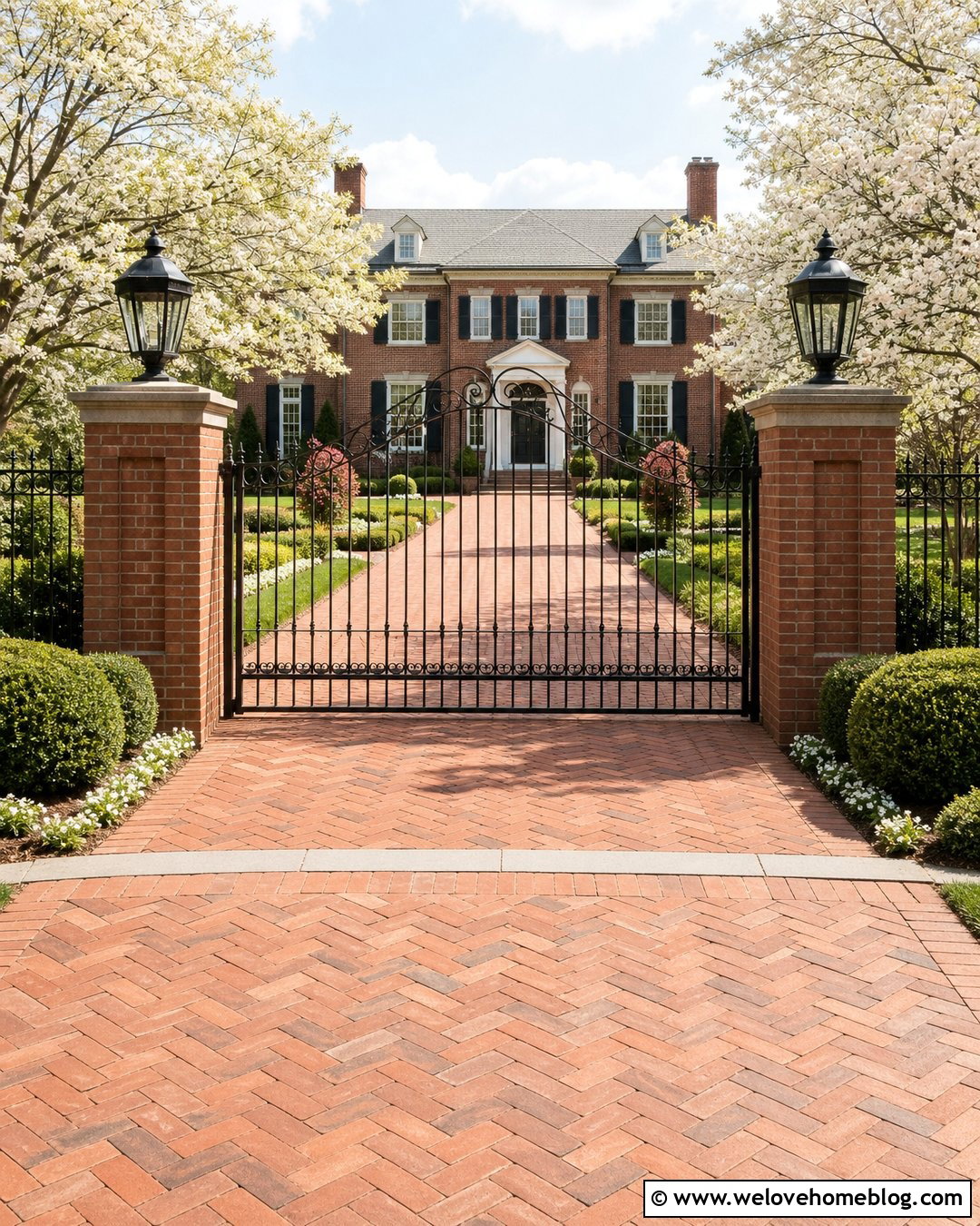 Wrought Iron Driveway Gate With Brick Pillars - 35 Driveway Entry Gates and Entrance Ideas