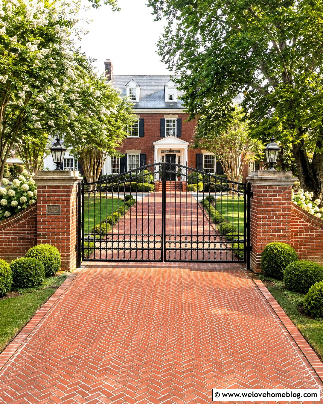Wrought Iron Gate With Brick Pillars - 20 Gated Entry Driveway Ideas