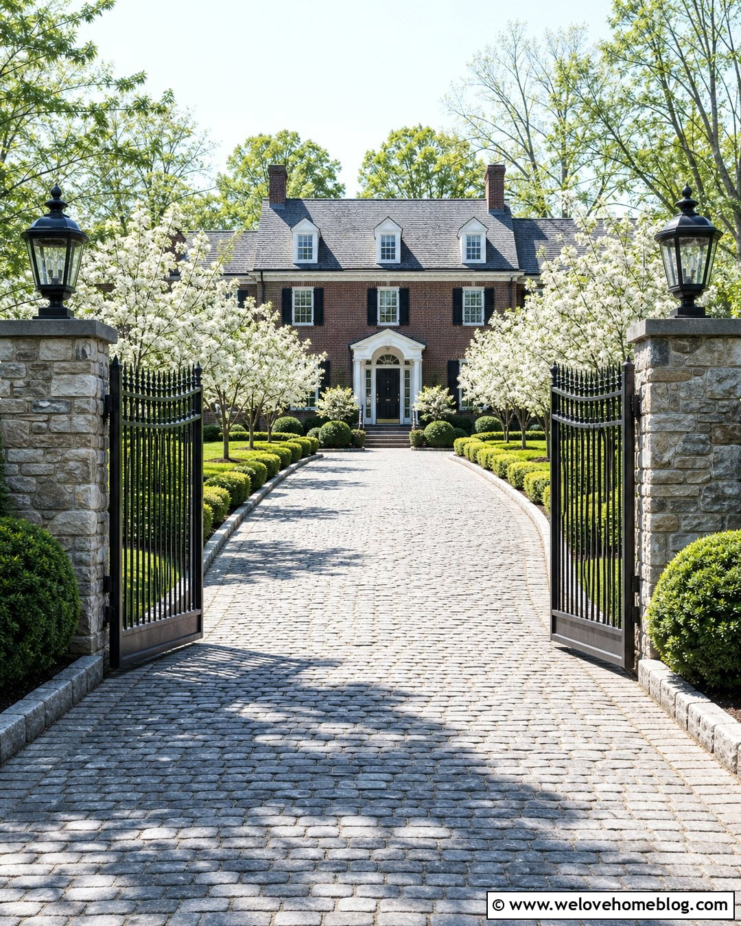 Wrought Iron Sliding Gate With Cobblestone Driveway - 35 sliding gate driveway ideas